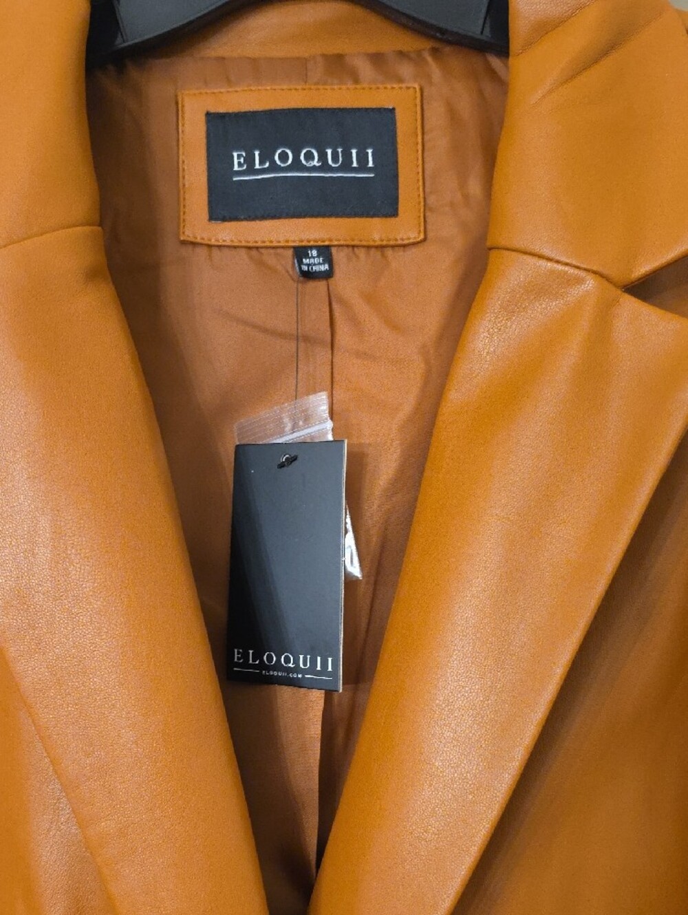 Eloquii Cognac Vegan Leather Blazer - Picture 3 of 6